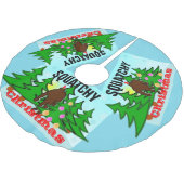 Lustiges Squatchy Weihnachten Bigfoot klebrig Polyester Weihnachtsbaumdecke (Schrägansicht)