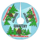 Lustiges Squatchy Weihnachten Bigfoot klebrig Polyester Weihnachtsbaumdecke (Vorderseite)