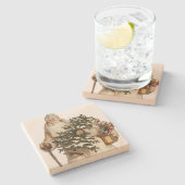 Lustiges St.-Nick mit Weihnachtsbaum Steinuntersetzer (Seitenansicht)