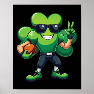 Lustiges St. Patrick's Day Shamrock spielt Fußball Poster