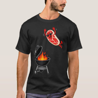 Lustiges Steak springt in die Griller-BBQ-Party T-Shirt