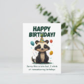 Lustiges Stinktier Verspäteter Geburtstag Postkarte (Stehend Vorderseite)