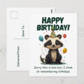Lustiges Stinktier Verspäteter Geburtstag Postkarte (Vorne/Hinten)