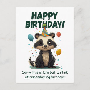 Lustiges Stinktier Verspäteter Geburtstag Postkarte