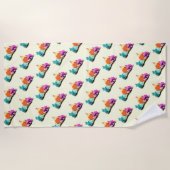 Lustiges Strandhandtuch mit Huhn (Vorderseite)