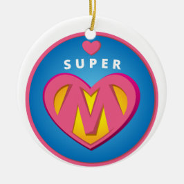 Lustiges Superherosuperwoman-Mamaemblem Keramik Ornament