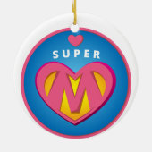 Lustiges Superherosuperwoman-Mamaemblem Keramik Ornament (Hinten)