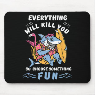 Lustiges Surfabenteuer Haifischliebhaber Sommer Te Mousepad