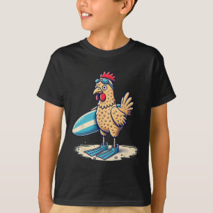 Lustiges Surfen-Huhn Mit Flossen Strand Design T-Shirt