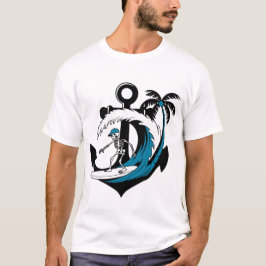 Lustiges Surfen Skelett Strand Stimmung Sommer Sur T-Shirt