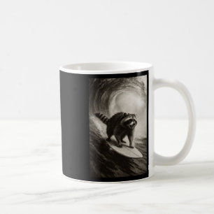 Lustiges Surfen Waschbär Selfie Auf Surfboard Stra Kaffeetasse