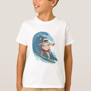 Lustiges surfendes WeihnachtsShirt Weihnachtsmanns T-Shirt