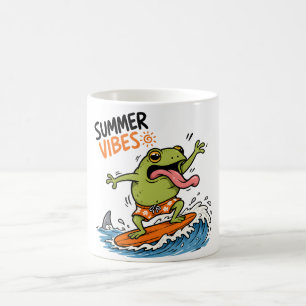 Lustiges Surfing-Frosch-Sommer-Vibes-T-Shirt Kaffeetasse