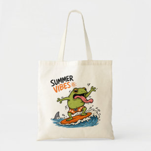 Lustiges Surfing-Frosch-Sommer-Vibes-T-Shirt Tragetasche