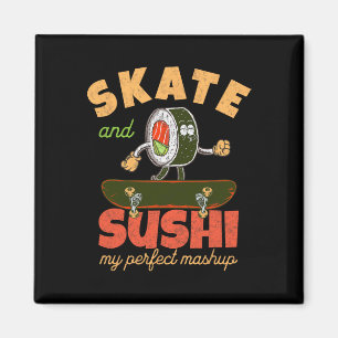 Lustiges Sushi und Skateboarding Skater Fusion Leb Magnet