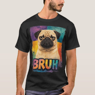 Lustiges süßes Bruh-Pug-Meme Farbige Retro-Männer  T-Shirt