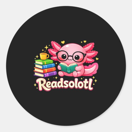 Lustiges süßes Bücherwurm-Axolotl liest Solotl Büc Runder Aufkleber (Vorderseite)