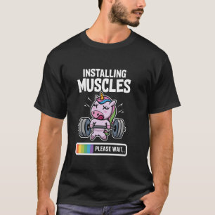 Lustiges Süßes Einhorn Workout Fitnessstudio Gewic T-Shirt
