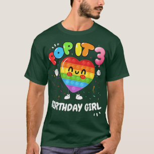 Lustiges süßes Geburtstagsmädchen Pop It 3. Geburt T-Shirt