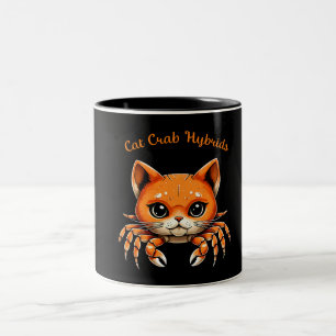 Lustiges süßes Katze-Krabbe-Kreatur-T-Shirt für Ti Zweifarbige Tasse