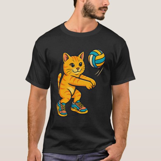 Lustiges süßes Katze Volleyball Spieler Fan Tee Tr (Vorderseite)