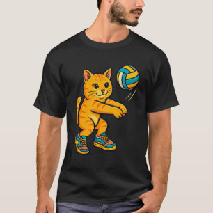 Lustiges süßes Katze Volleyball-Spieler Fan Tee Tr