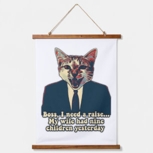 Lustiges süßes Katzen-Meme für Katzenmenschen und Wandteppich Mit Holzrahmen