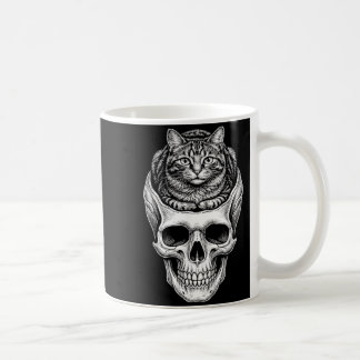 Lustiges Süßes Katzen- und Totenkopf-Meme Humor Ku Kaffeetasse