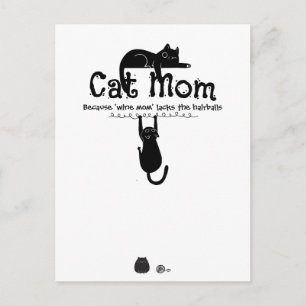 Lustiges süßes Katzen-Wein-Mutter-Zitat-Typografie Postkarte