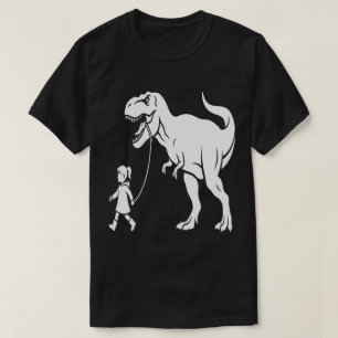 Lustiges süßes kleines Mädchen führt T-Rex-Dinosau T-Shirt