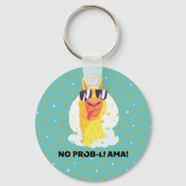 Lustiges süßes Lama mit Sternen No-Prob-Llama Schlüsselanhänger