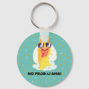 Lustiges süßes Lama mit Sternen No-Prob-Llama Schlüsselanhänger