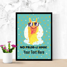 Lustiges süßes No-Prob-Llama mit Sternen