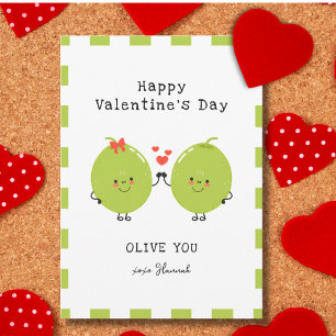 Lustiges Süßes Oliven Dich Frohen Valentinstag Feiertagskarte