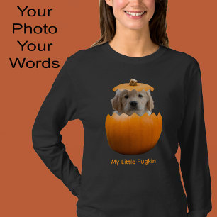 Lustiges süßes personalisiertes Halloween-Kürbis-H T-Shirt
