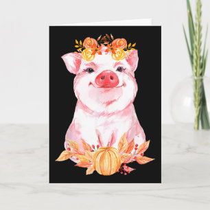 Lustiges Süßes Schwein Blumen Herbst Farm Tiere Sc Karte