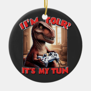 Lustiges T-Rex-Gamer-Zitat-Design Keramik Ornament