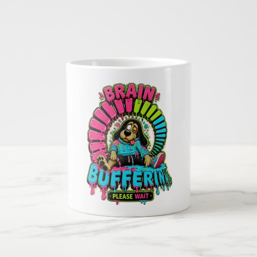 Lustiges T-Shirt mit Brain Buffering Jumbo-Tasse (Vorderseite)