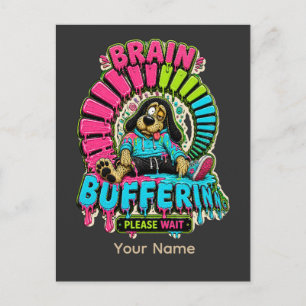 Lustiges T-Shirt mit Brain Buffering Postkarte