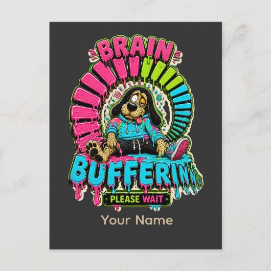 Lustiges T-Shirt mit Brain Buffering Postkarte (Vorderseite)