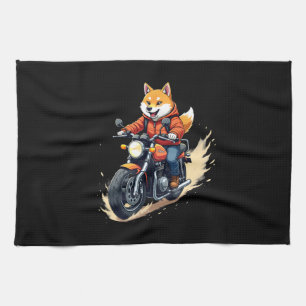 Lustiges T-Shirt, Shiba Inu, Motorrad, Hund, Handp Geschirrtuch