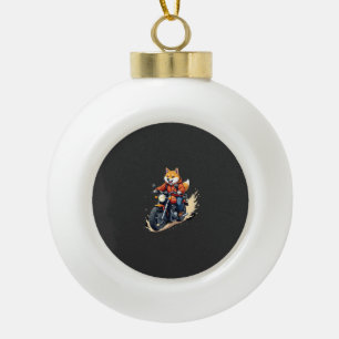 Lustiges T-Shirt, Shiba Inu, Motorrad, Hund, Puppe Keramik Kugel-Ornament