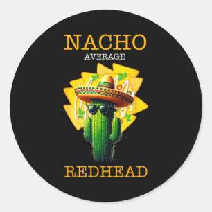Lustiges Taco-Shirt für Rothaarige _ Sombrero Kakt Runder Aufkleber