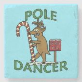 Lustiges Tänzer-Weihnachtsren-Wortspiel Steinuntersetzer (Vorderseite)