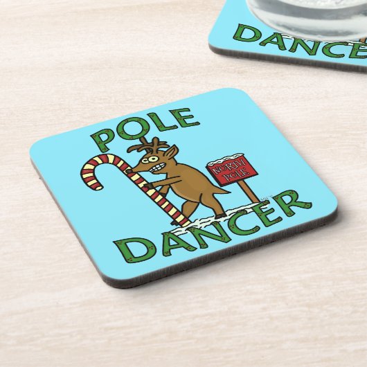 Lustiges Tänzer-Weihnachtsren-Wortspiel Untersetzer (Linke Seite)