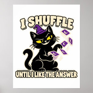 Lustiges Tarot Schwarze Katze mischt Karten Hexenk Poster