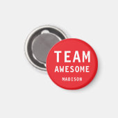 Lustiges Team Awesome Helles Rot Personalisierter Magnet (Vorderseite/Rückseite)