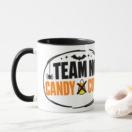 Lustiges Team Kein Candy Corn Halloween Tasse (Mit Donut)