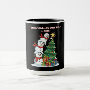 Lustiges Teamwork-Schneemann "Klappt irgendwie" We Tasse