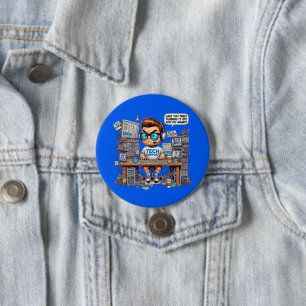Lustiges Tech-Support-T-Shirt Cartoon Button
